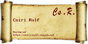 Csiri Rolf névjegykártya